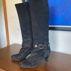Coach Black Suede Heeled Boots Size 9